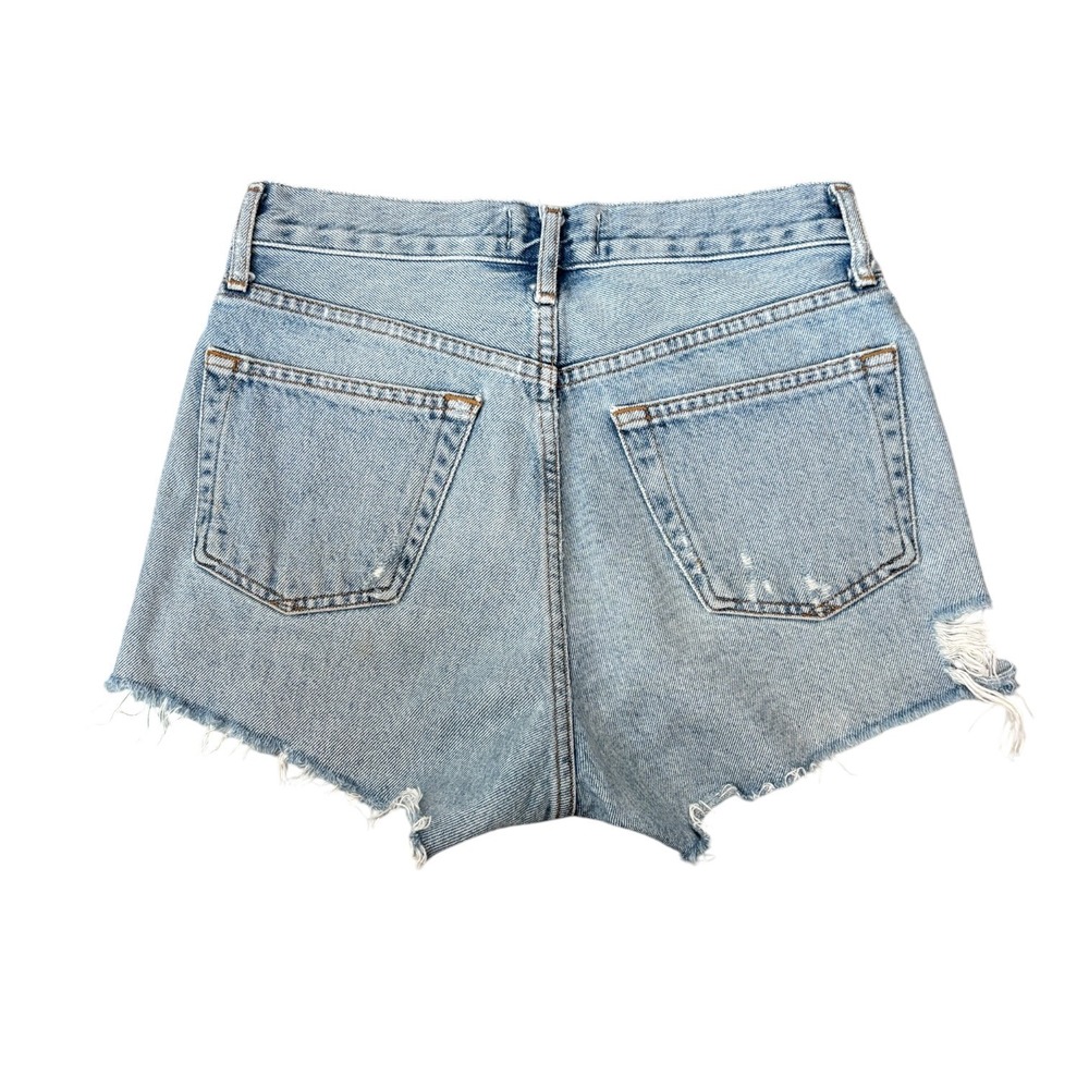 AGOLDE Parker High Rise Organic Cotton Distressed Denim Shorts Light Wash Sz 23 - Picture 4 of 6